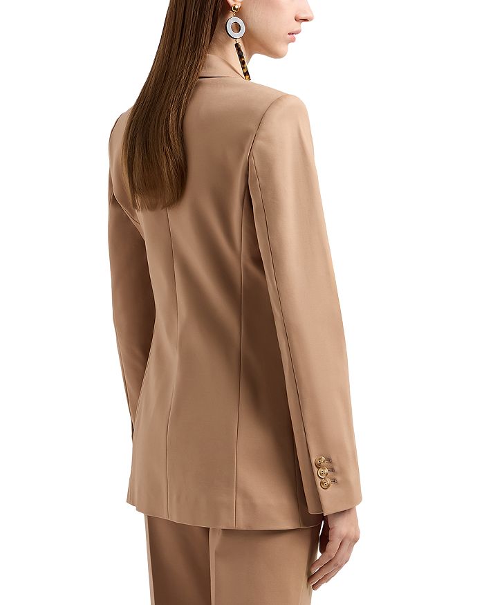 Эластичный хлопковый двубортный блейзер Emporio Armani, коричневый/бежевый — фото 3