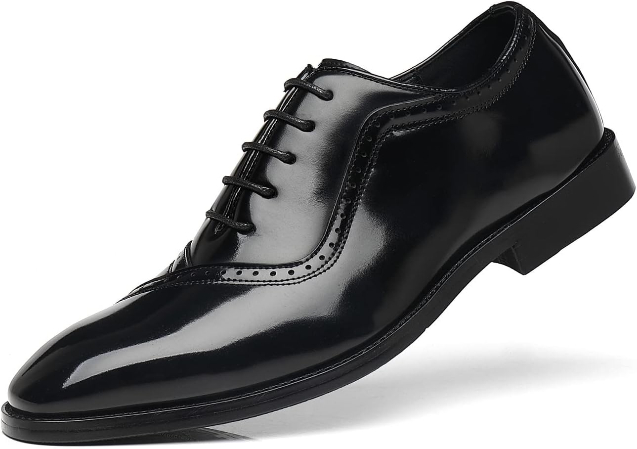 

Мужские оксфорды Santimon из искусственной лакированной кожи, дерби с бродированными деталями, классические туфли на шнуровке, формальные и повседневные лоферы, черный