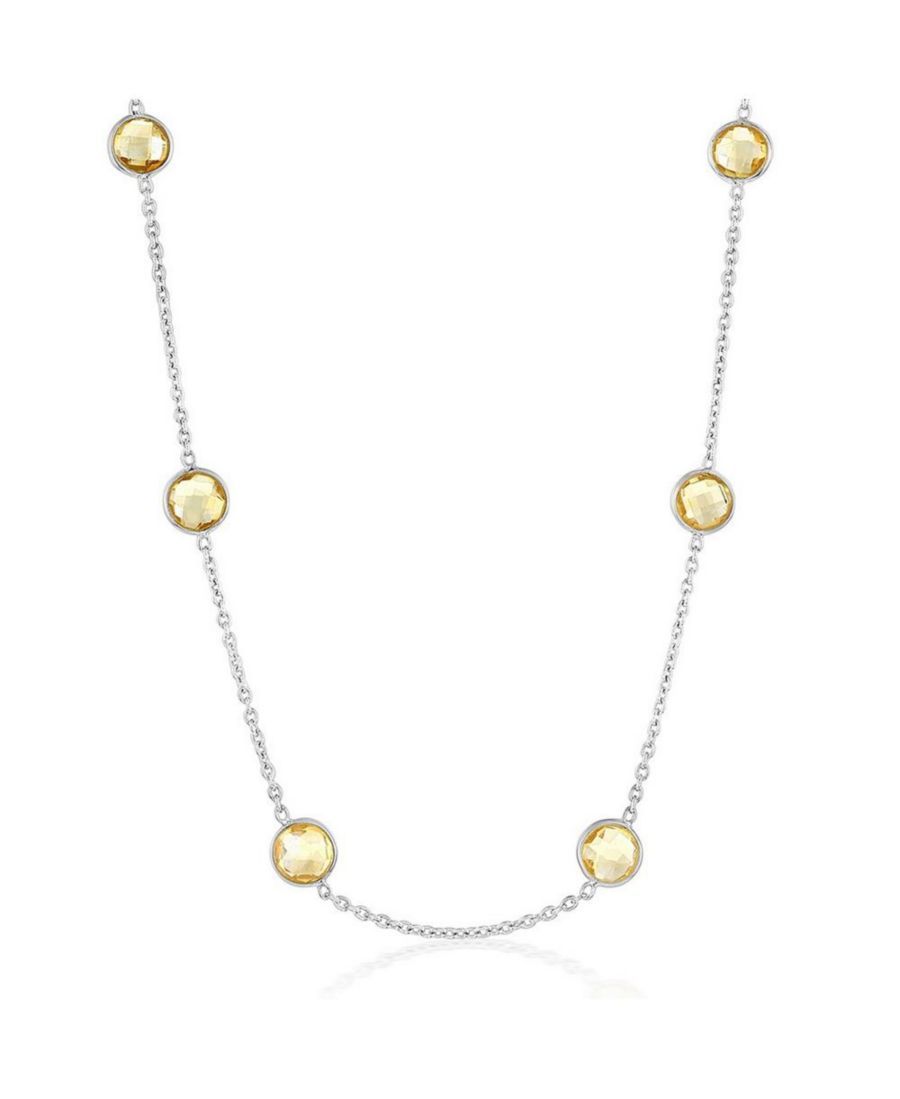 

Колье из стерлингового серебра с круглым драгоценным камнем диаметром 7 мм в оправе Simona, Citrine