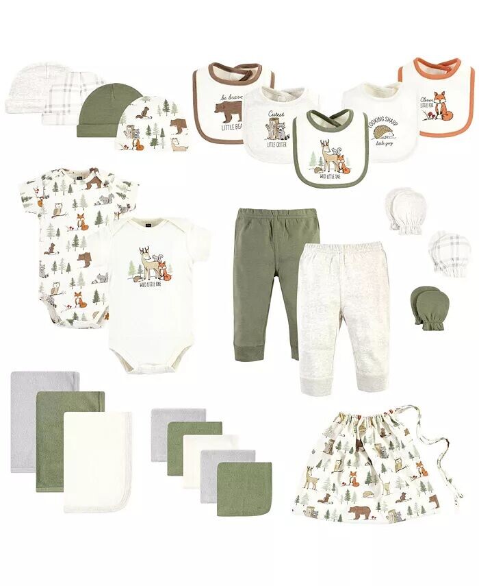 

Стартовый набор Layette Baby, 25 шт., Лесные животные, 0–6 месяцев Hudson Baby, зеленый
