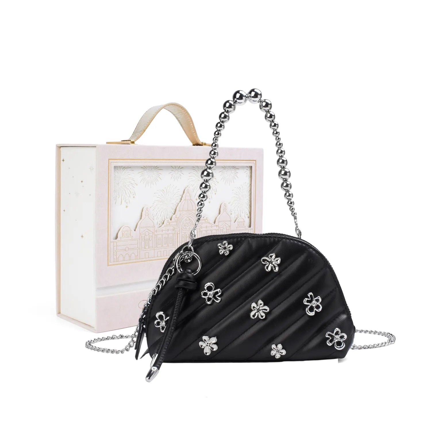 Косметичка женская SAINT LAURENT, Silver Flower Nocturne