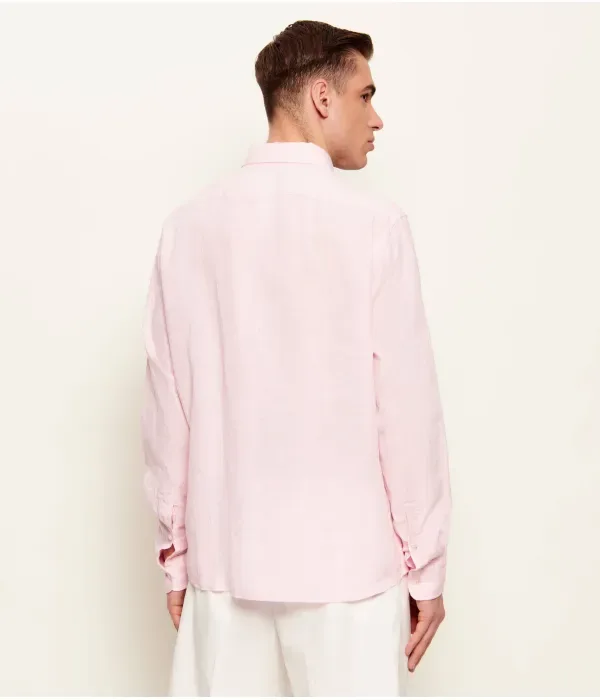 Льняная рубашка H-LIAM-BD-E-C1-261 regular fit Boss, розовый — фото 3