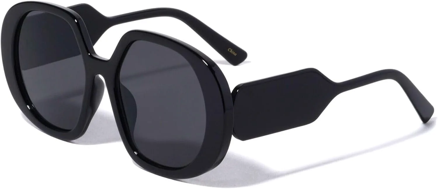 

Женские солнцезащитные очки Dweebzilla XL, увеличенного размера, круглые, в стиле ретро, ​​с рисунком бабочки, Glossy Black Frame - Black Super Dark Lenses