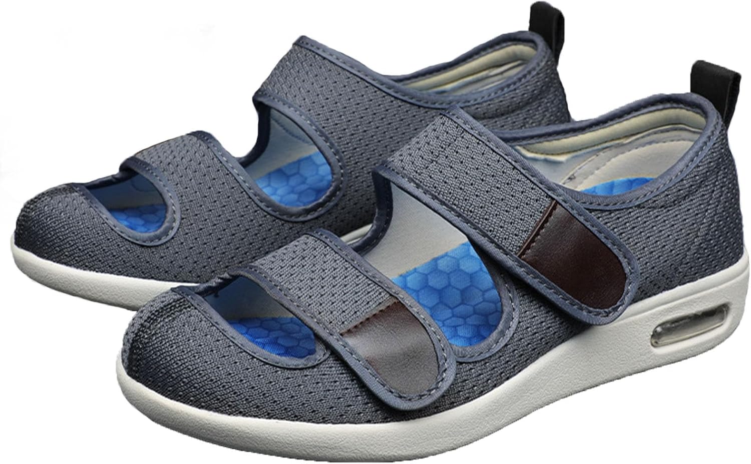 

Мужская обувь bumuam с широкой колодкой и регулируемой застежкой, легкая, обувь для отекших ног с дышащей мемори-пеной, легкие кроссовки для ходьбы для пожилых людей, мужчины 11 / женщины 12, темно-серый