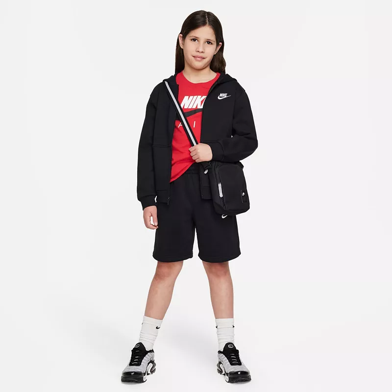Флисовая худи с молнией во всю длину Nike All Kids Fit Sportswear Club, черный/белый — фото 2