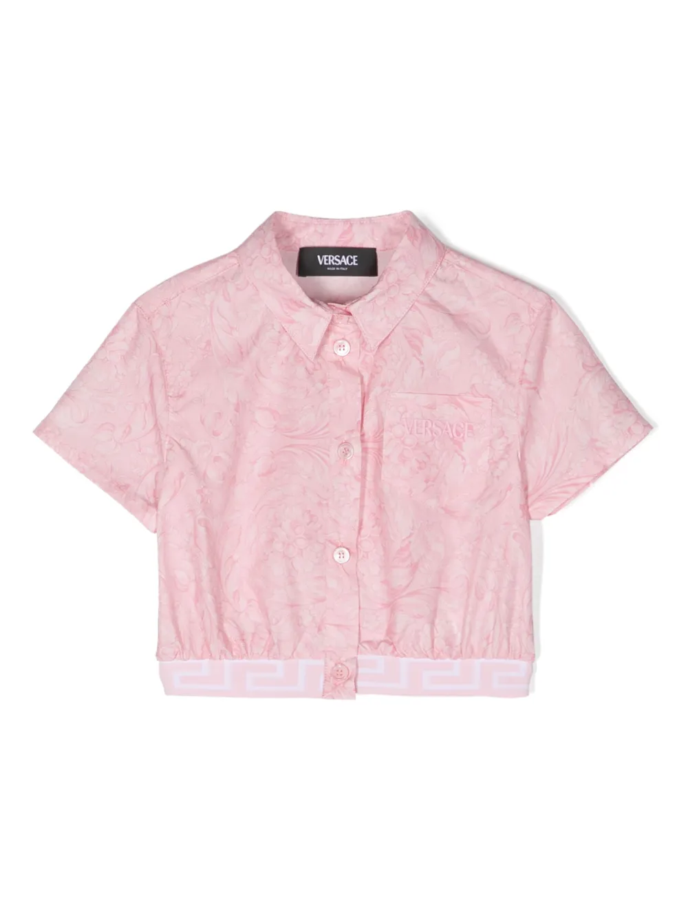

Укороченная рубашка с узором Barocco Versace Kids, розовый
