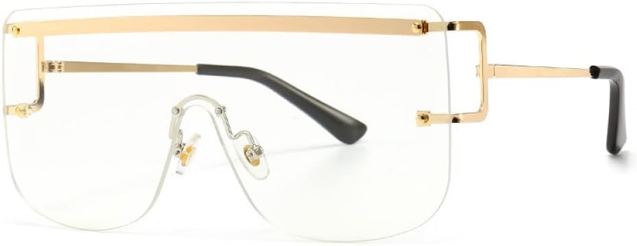 

Солнцезащитные очки без оправы из сплава для женщин, винтажные цельные солнцезащитные очки из сплава большого размера, голубые и розовые солнцезащитные очки для мужчин, плоские солнцезащитные очки generic, 4