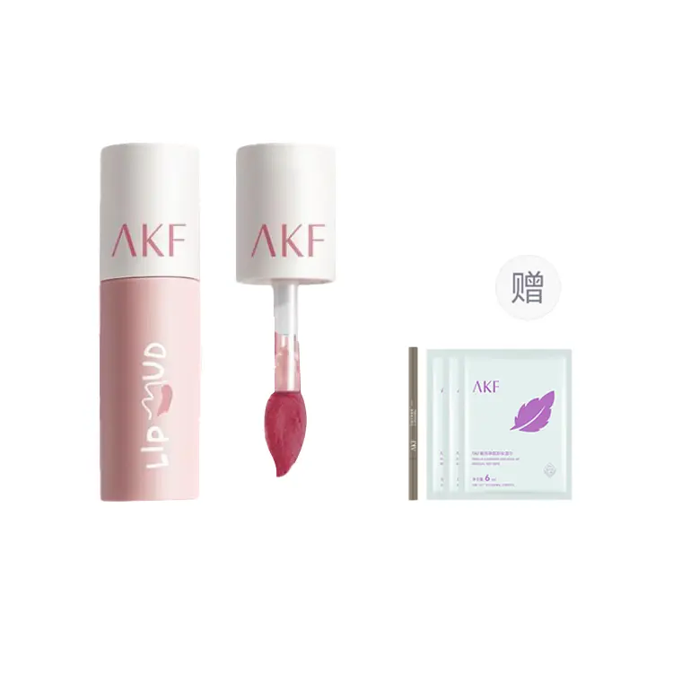 

Матовый блеск для губ Lip Clay с эффектом осветления, легко растушевывается, стойкий AKF, Berry Wine M14+Eyebrow Pencil 01+Makeup Remover Wet Wipes 18ml