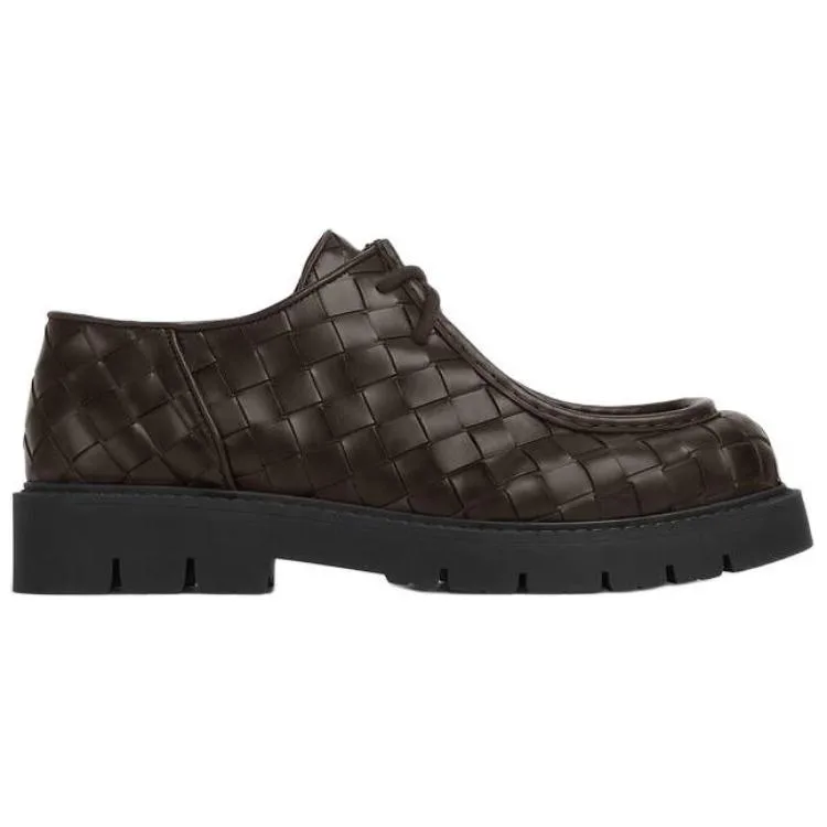 Bottega Veneta Кожаные повседневные туфли Haddock на каблуке 4 см, мужские, коричневые — фото 3
