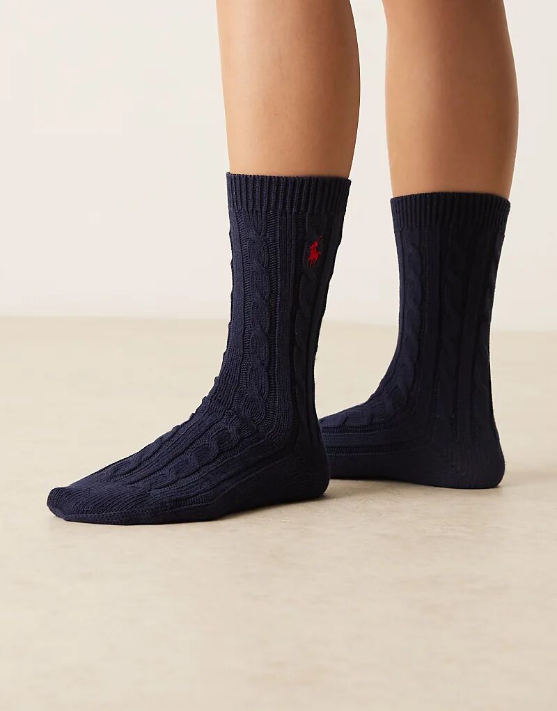 

Носки Polo Ralph Lauren с косичной вязкой, темно-синего цвета
