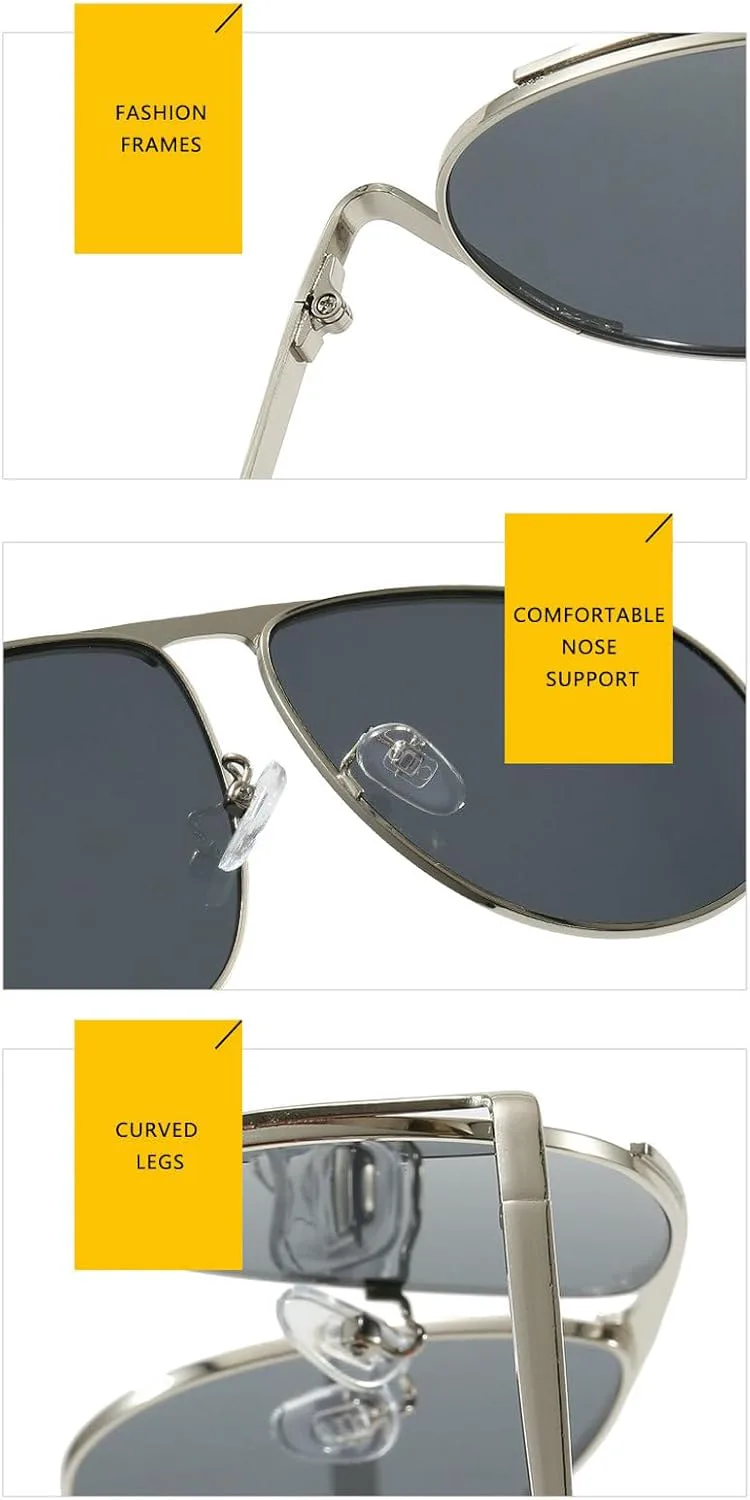 

Большие солнцезащитные очки-пилот для женщин, модные винтажные металлические очки-пилот для мужчин и женщин, черные, с защитой от УФ-излучения UV400 mincl, Green