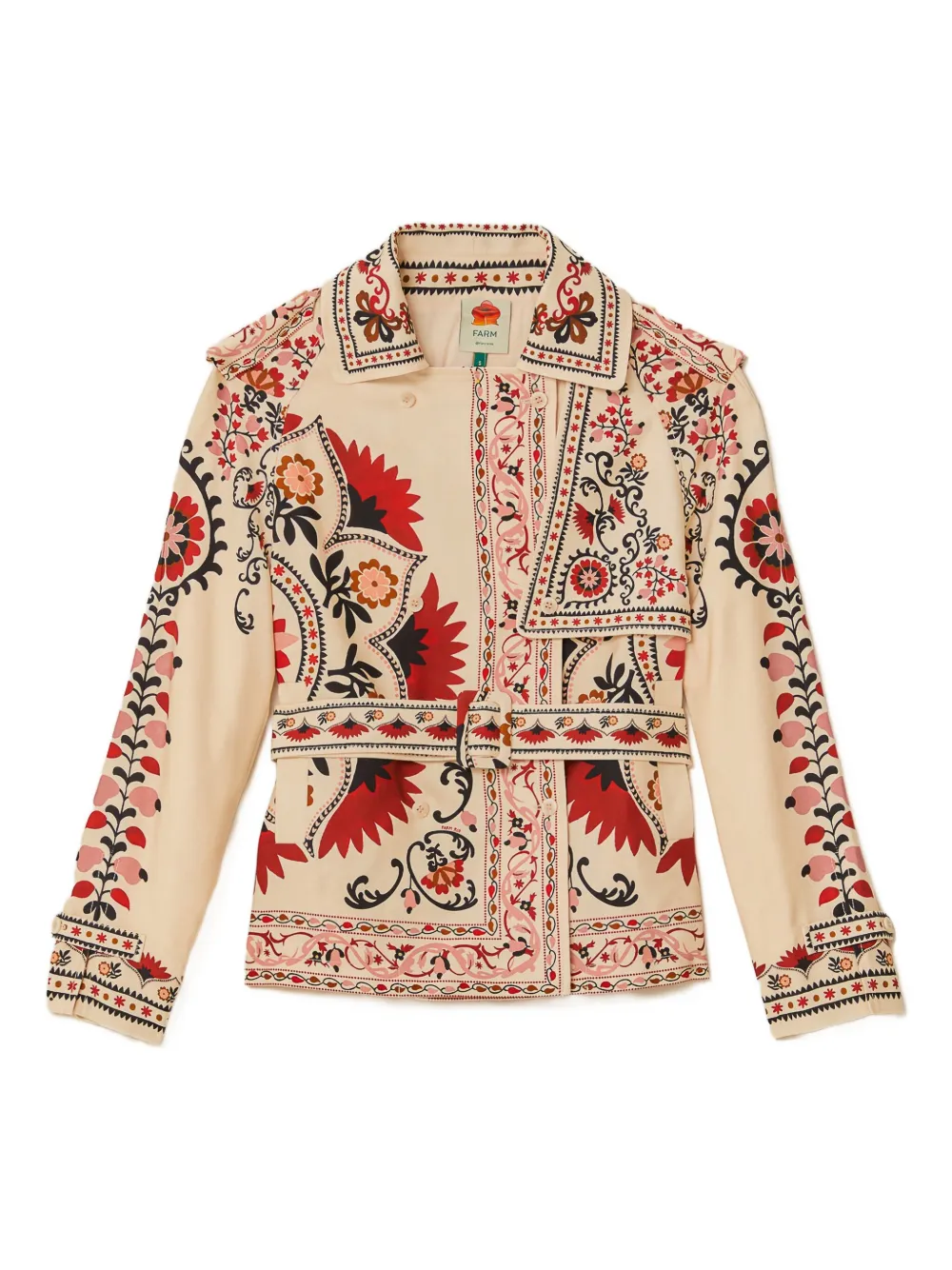

Блейзер Mandala с поясом и цветочным принтом Farm Rio, нейтральный