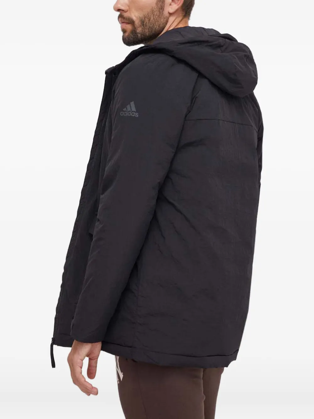 Парка с капюшоном из искусственного меха adidas, черный — фото 4
