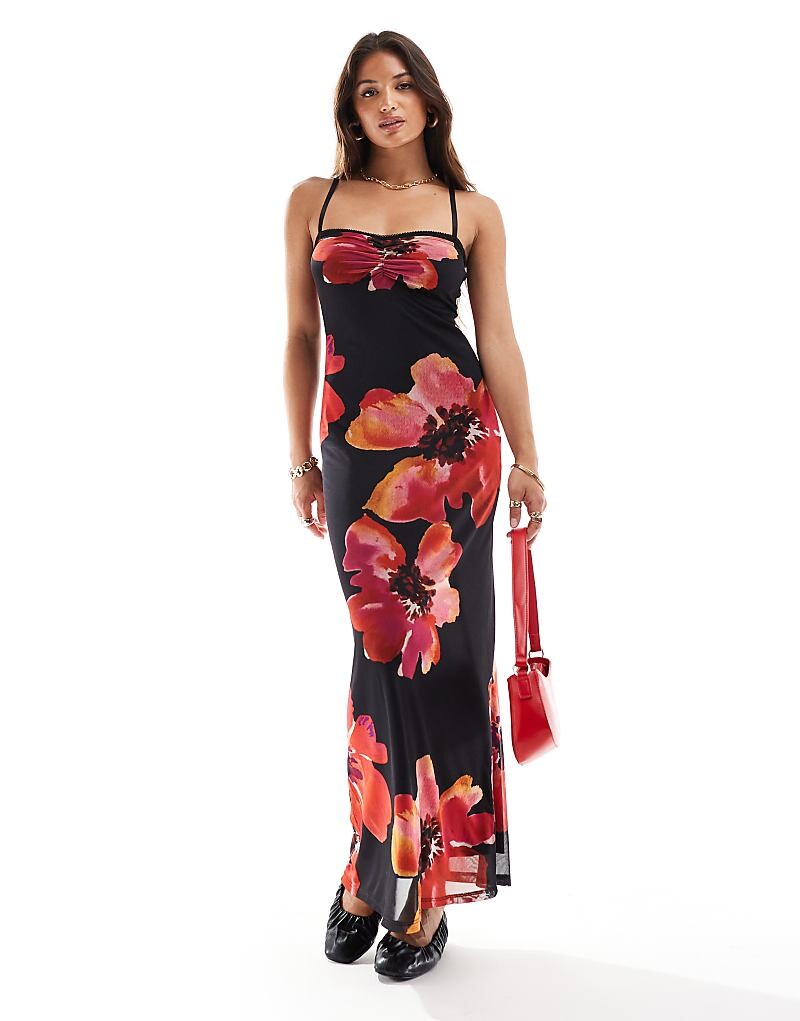 

ASOS DESIGN – Платье миди из сетки с цветочным принтом 3r