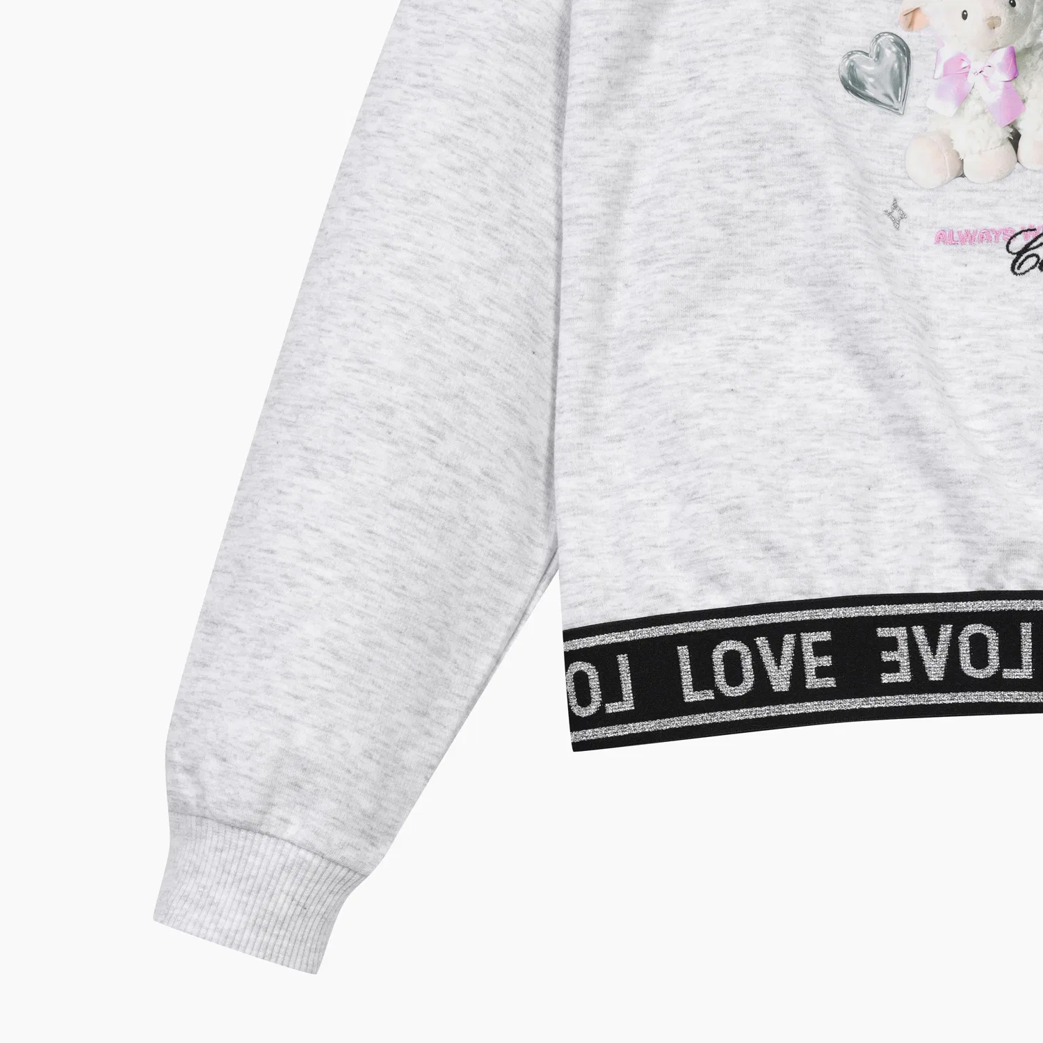 Детский свитшот Twinkle Diary меланжевого серого цвета от Benetton Kids — фото 4