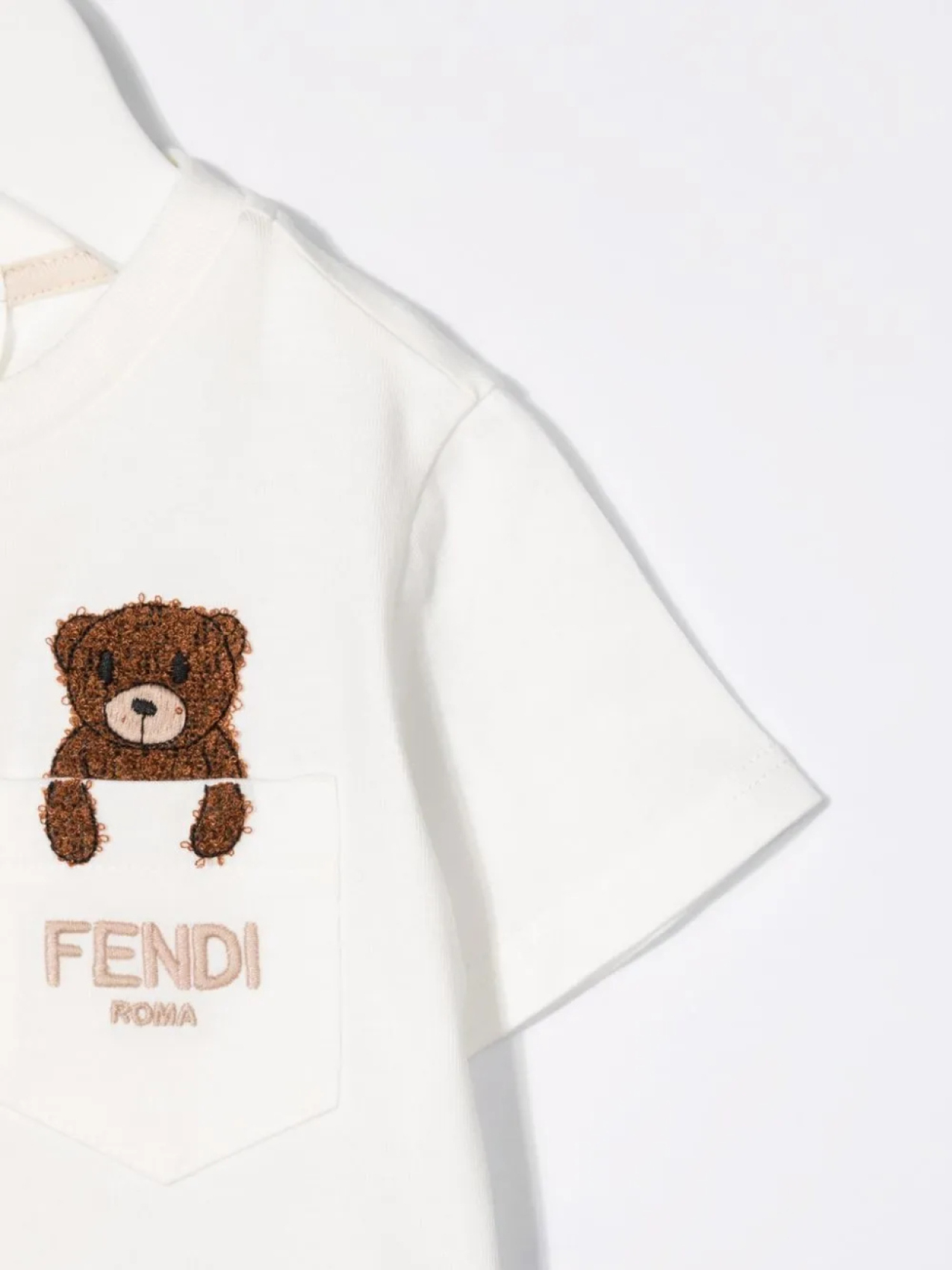 Футболка Teddy Bear с вышитым логотипом Fendi Kids, нейтральный — фото 3