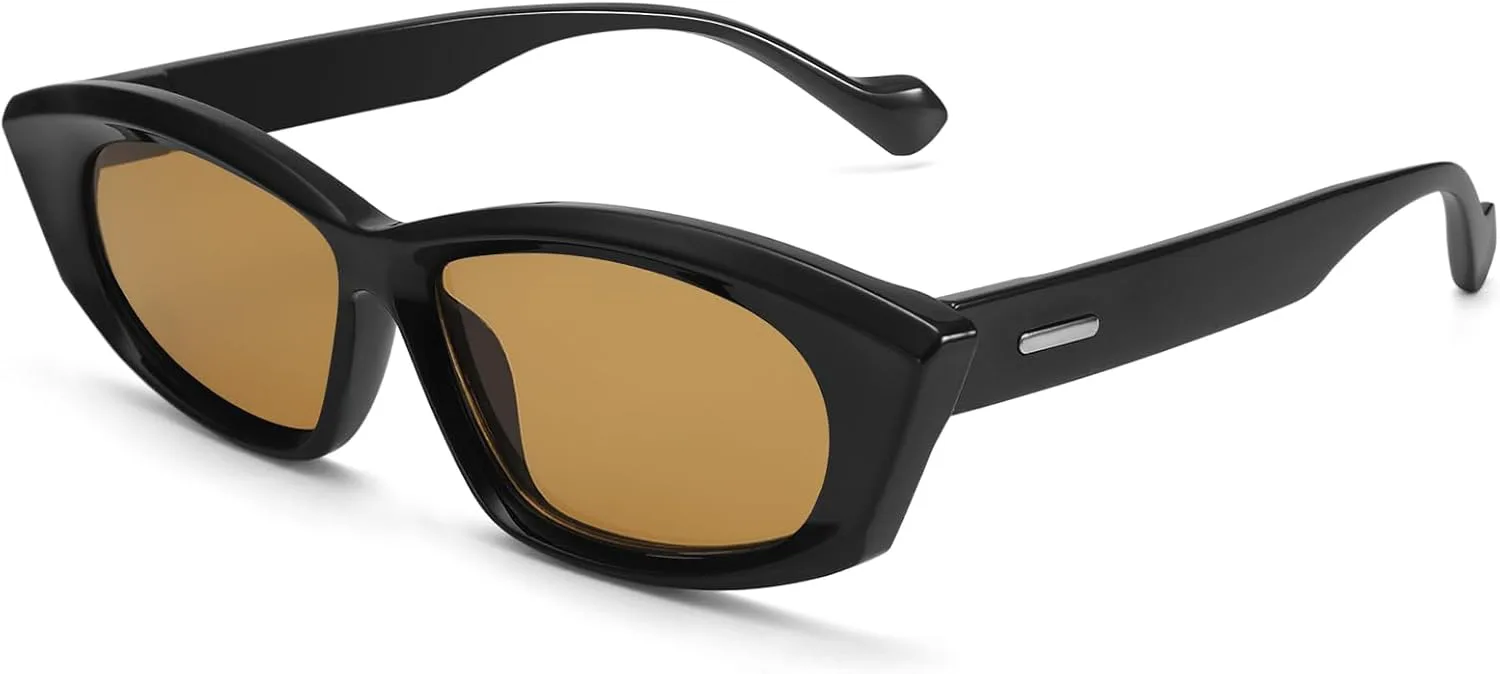 

Женские винтажные солнцезащитные очки Dollger «кошачий глаз» — стильные очки в маленькой оправе с защитой UV400, модный аксессуар на каждый день (Black Tea), Black