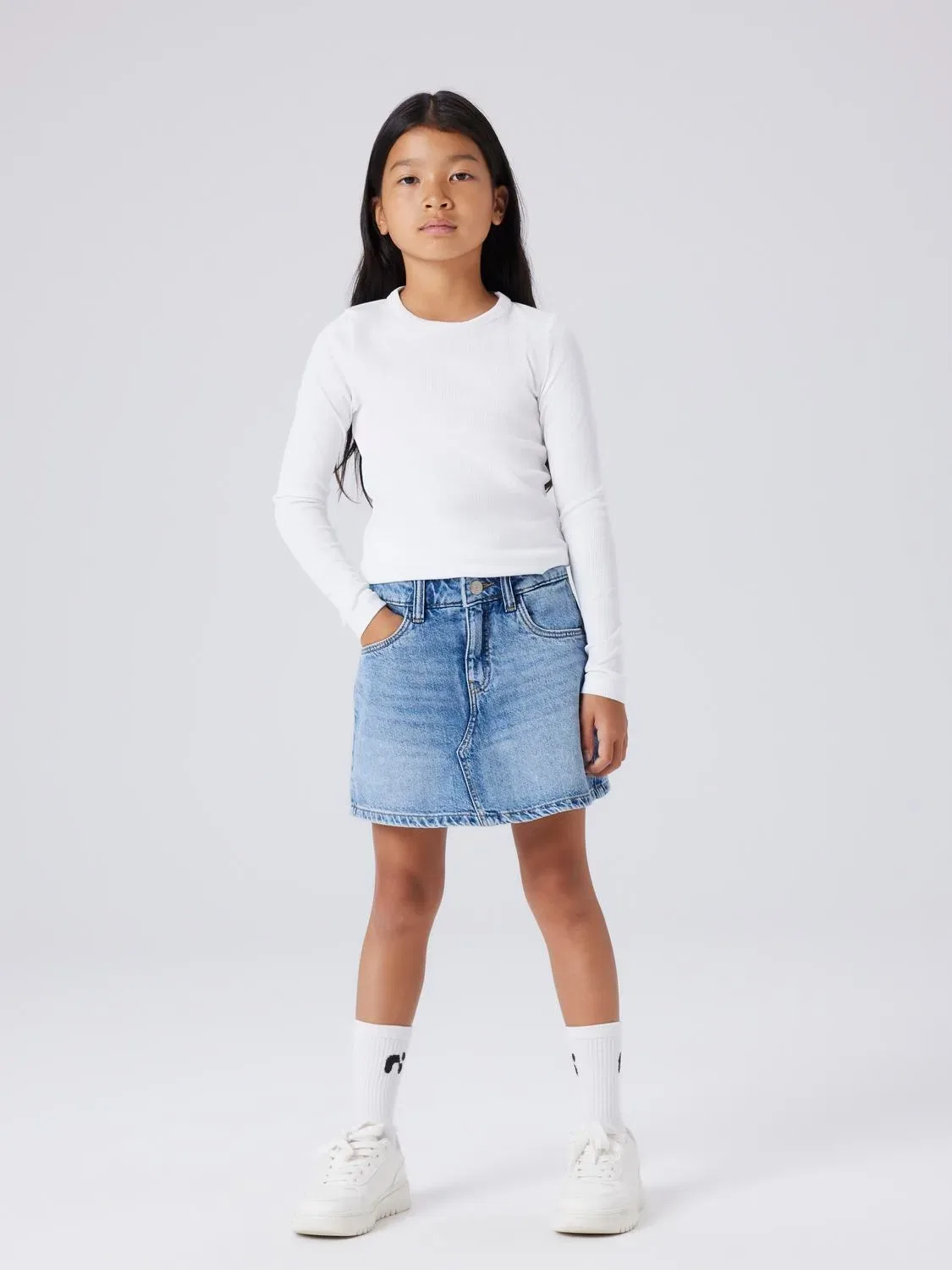 Шорты-юбка джинсовая Name it, medium blue denim — фото 2