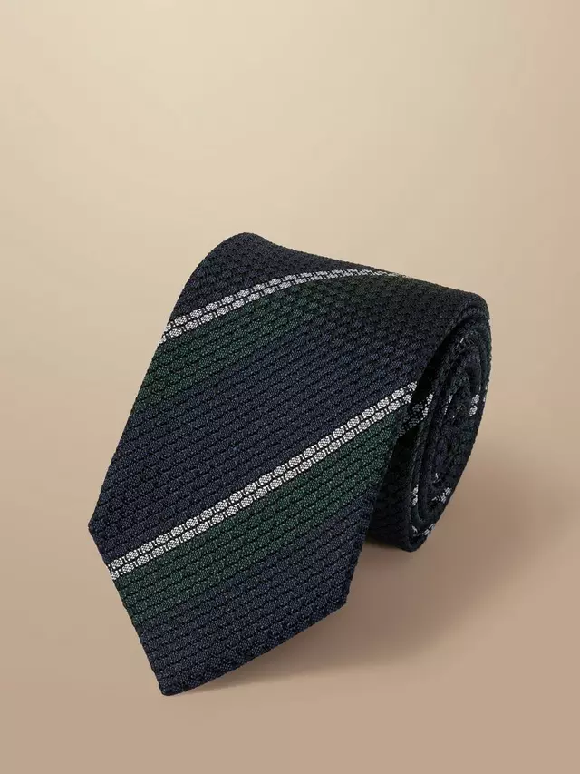 

Галстук Charles Tyrwhitt Stain-Resistant Silk, цвет navy/green