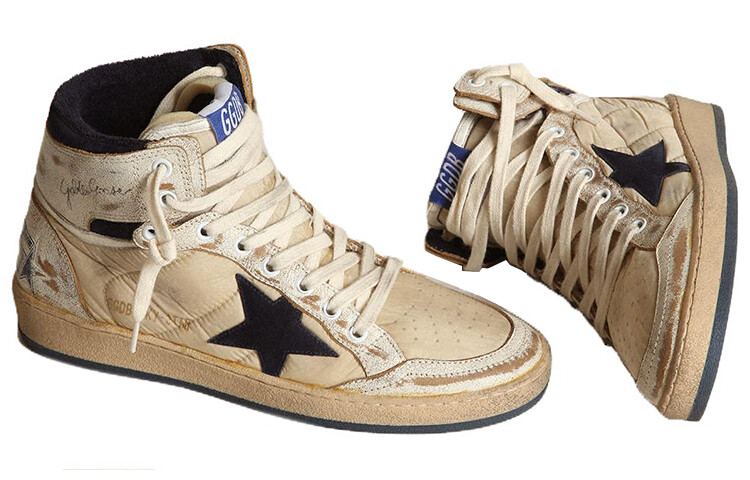 Кроссовки женские Golden Goose Sky-Star высокие, бежевый / белый — фото 3