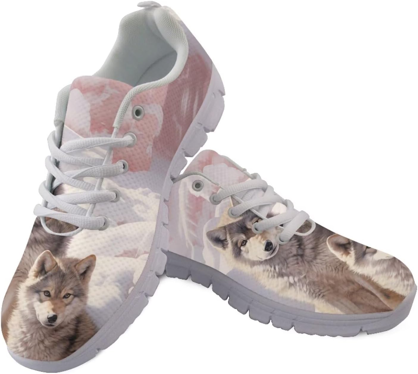 

Кроссовки для бега на открытом воздухе Jeiento для женщин и мужчин, легкая обувь для ходьбы, дышащие сетчатые кроссовки, унисекс, повседневная обувь, Cute Wolf