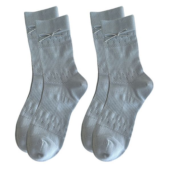 

Женские носки с вязаным узором и кожаным бантом, длина до середины икры, 2 пары Anna-Kaci, Blue