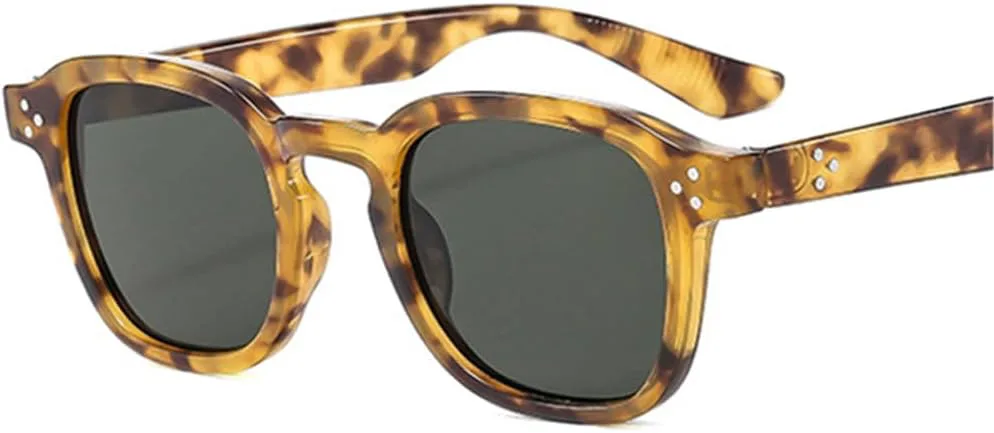 

Солнцезащитные очки UV400 с градиентными заклепками в стиле панк для женщин и мужчин, для бега и занятий спортом на открытом воздухе UYPTK, Leopard Clear