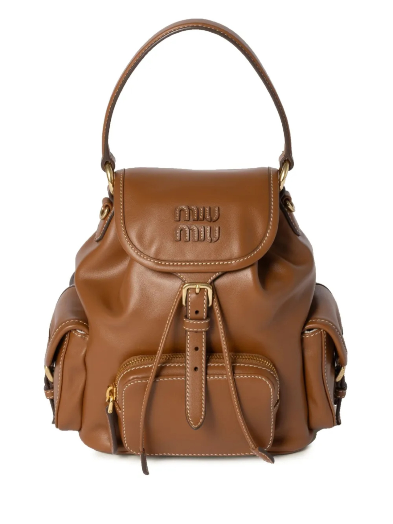 

Кожаный рюкзак Miu Miu, коричневый