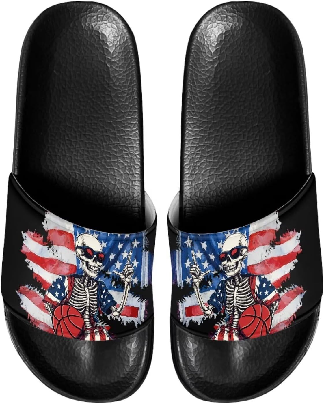 

Сланцы для мужчин с нескользящей подошвой, открытый носок, легкие в уходе, комфортная посадка, для пляжа и повседневной ходьбы Ocwfudsx, Flag Skull