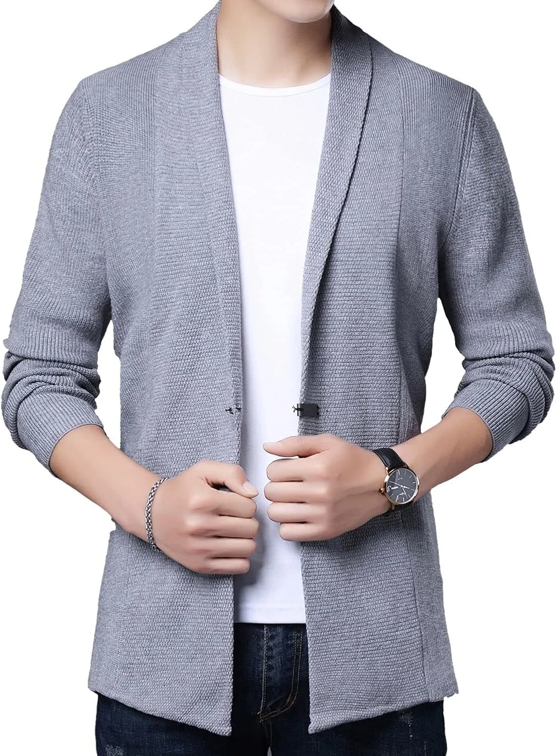 

Мужской кардиган Jinda с длинным рукавом, вязаный узором косы, легкий и уютный