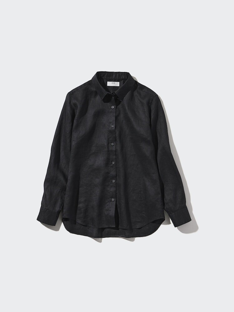 

Рубашка из 100% льна премиум-класса Uniqlo, цвет 09 черный