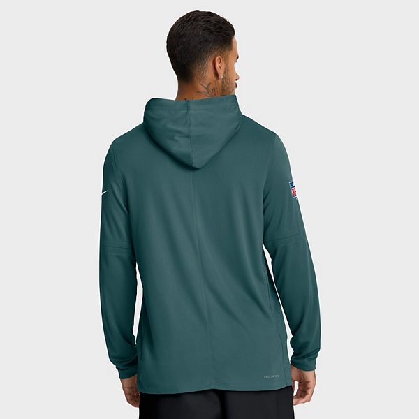Мужская толстовка с длинным рукавом philadelphia eagles big & tall sideline performance цвета midnight green Nike — фото 3