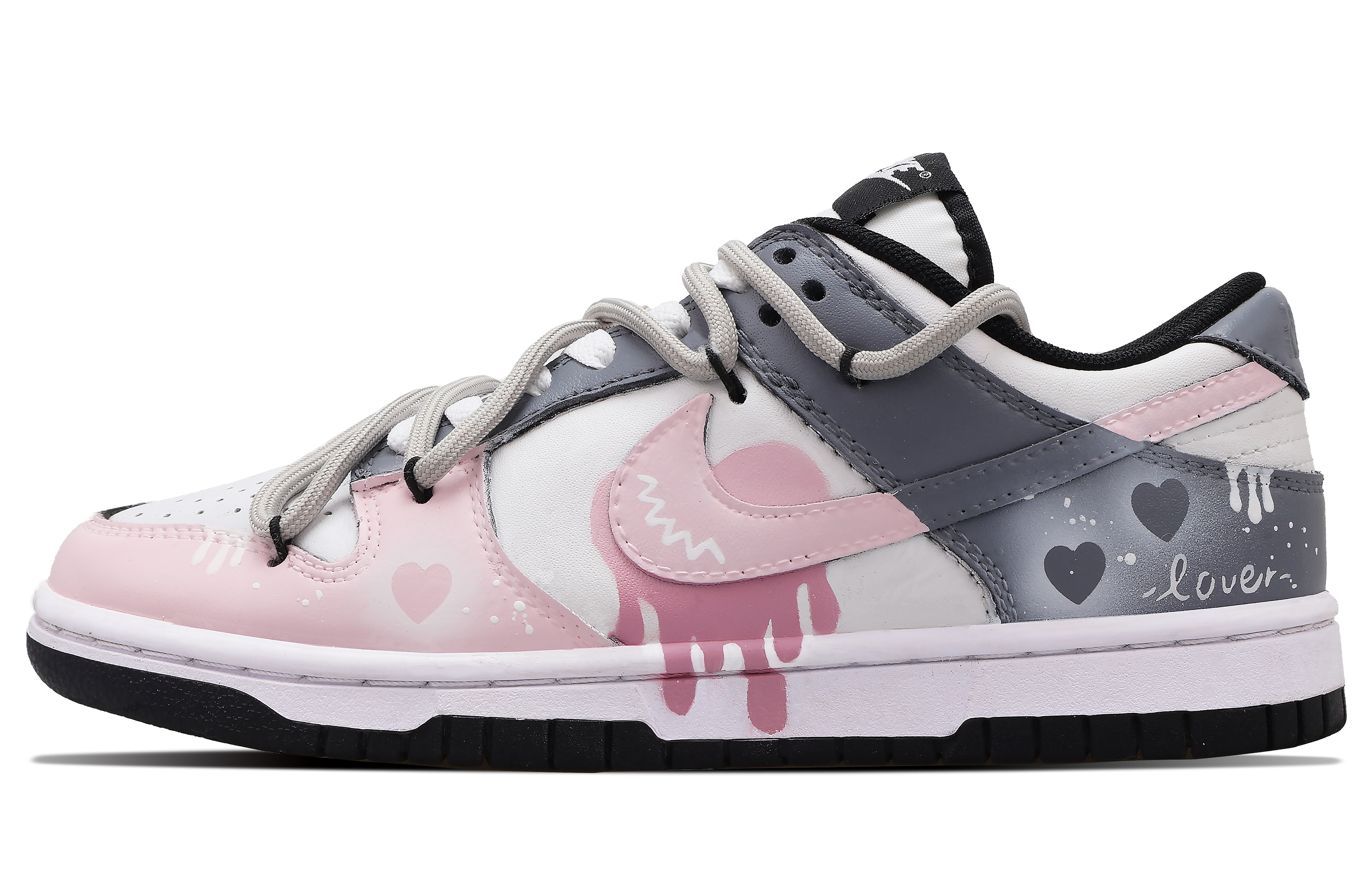 

Кроссовки Nike Dunk Skateboarding Shoes Women's Low-top Pink, черный/розовый