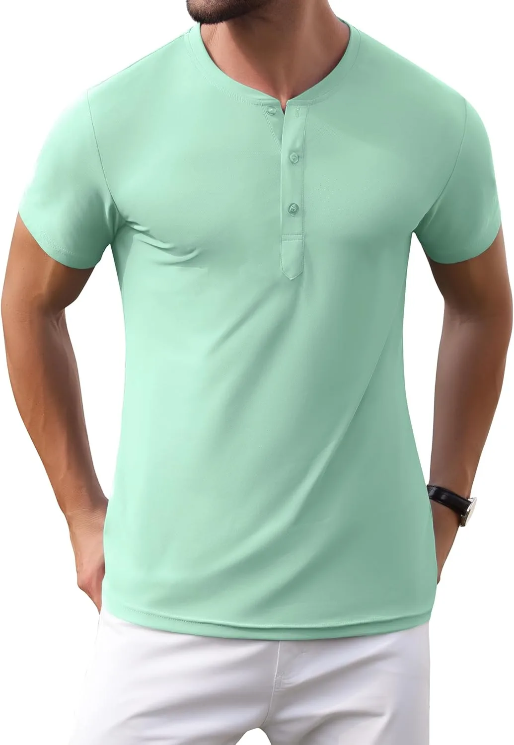 

Мужская футболка Henley с коротким рукавом, влагоотводящая и быстросохнущая PEGENO