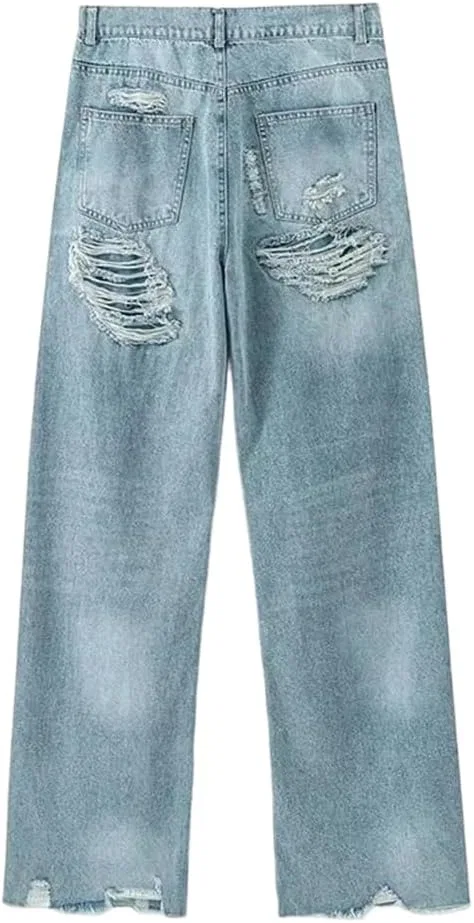 Джинсы High Waist Ripped Wide Leg Jeans, 55 — фото 3