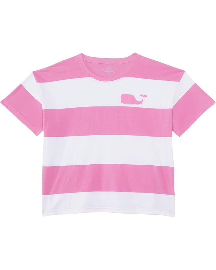

Футболка Vineyard Vines Kids Boxy Whale Patch Tee, цвет White Cap/Tea Rose