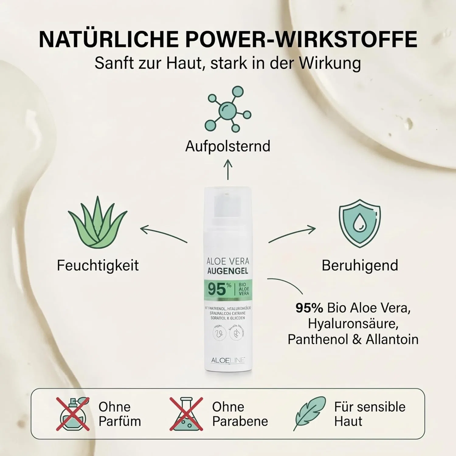 Гель для глаз ALOE Line с 95% органическим алоэ вера, 2 x 30 мл Aloe Line, Eye Gel — фото 4
