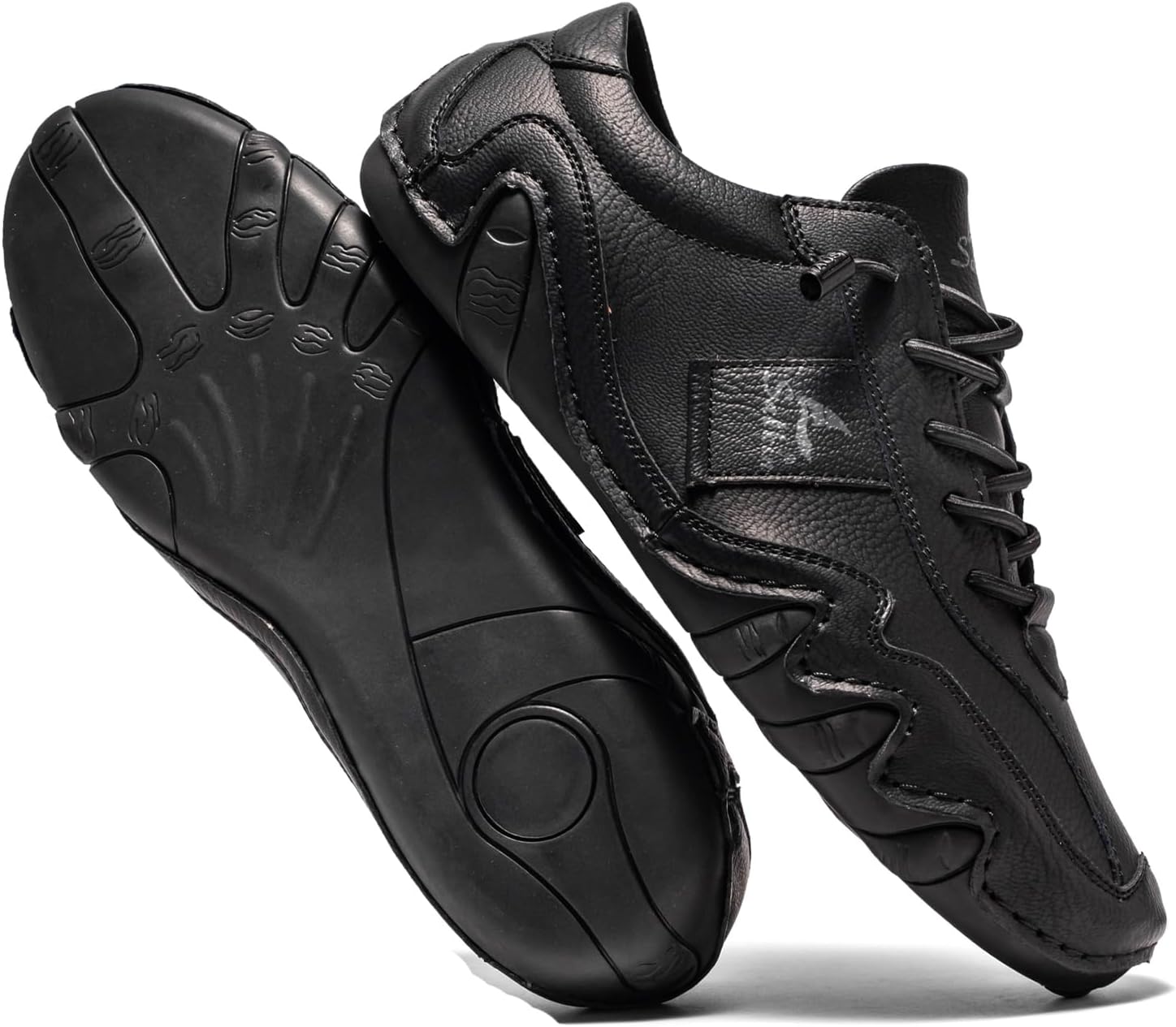 

Мужские удобные обувь для ходьбы, модная, легкая, с нулевым перепадом, эластичные на шнуровке, слипоны, повседневные обувь для вождения Eggdk, черный