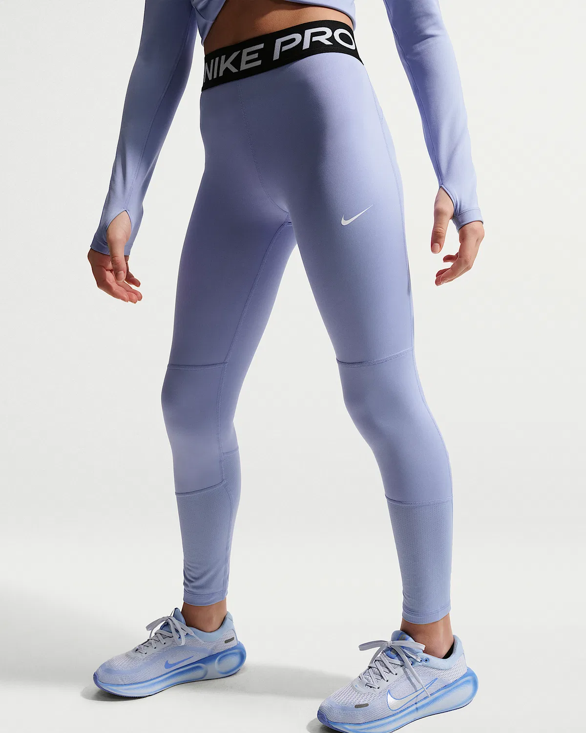 Детские леггинсы Nike Pro Dri-FIT для девочек, Light Thistle/Black/White — фото 2