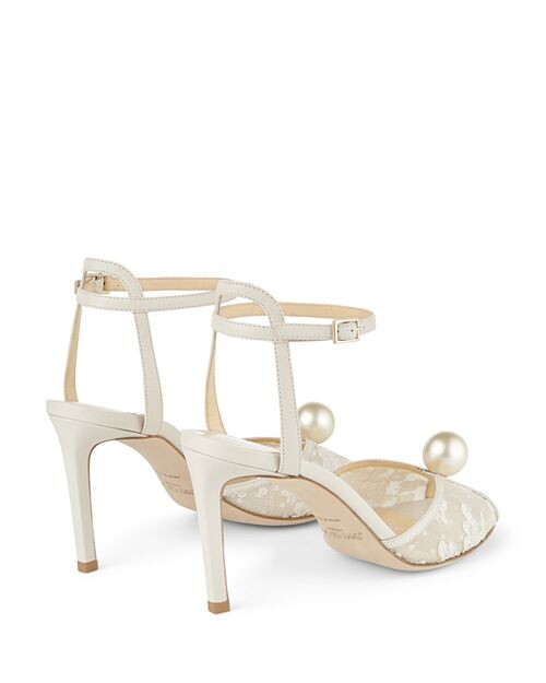 Женские босоножки на высоком каблуке Sacora 85 с ремешком на щиколотке Jimmy Choo, цвет White — фото 3