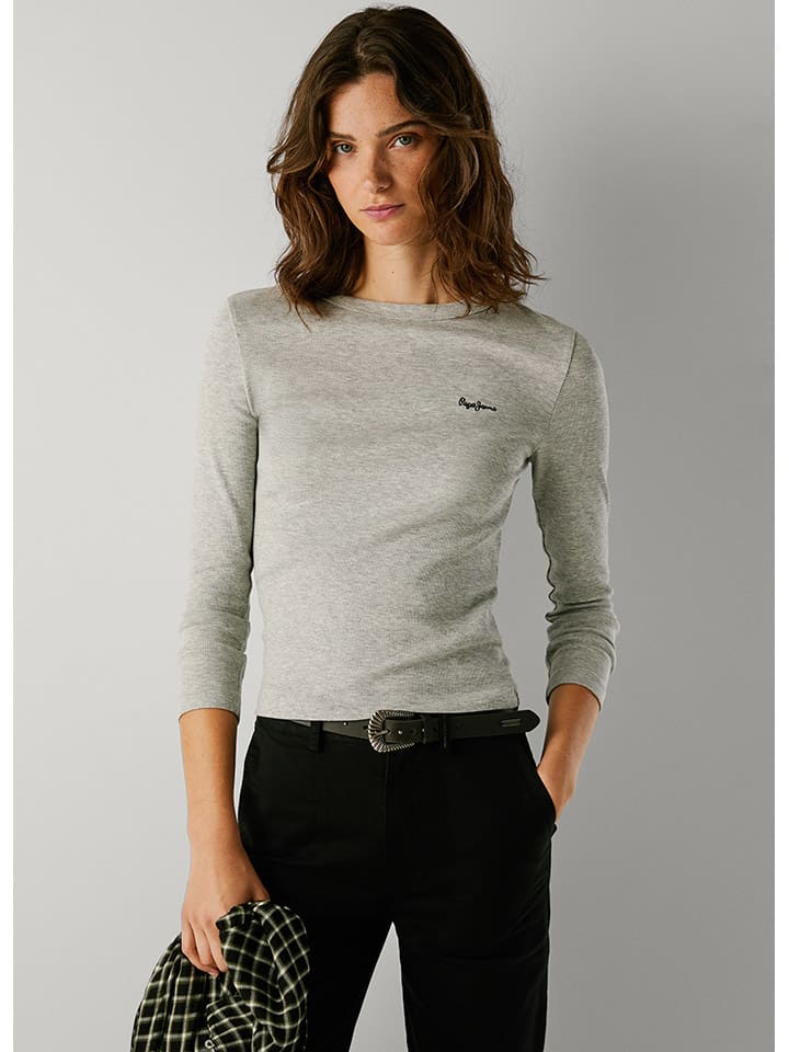 

Pepe Jeans Футболка с длинными рукавами «Бетина» светло-серого цвета