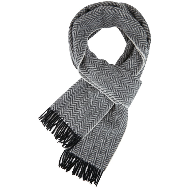 

Tommy Hilfiger Шерстяной вязаный шарф для мужчин, Black and White Herringbone 0IM