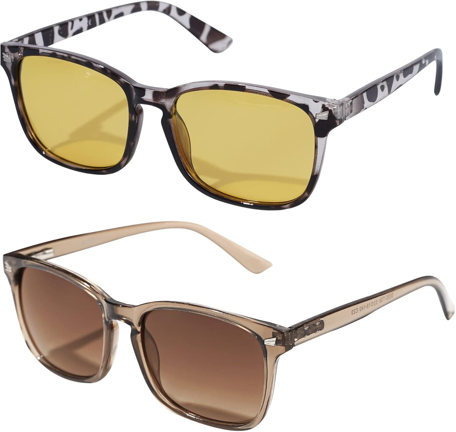 

Поляризованные солнцезащитные очки TIJN для женщин и мужчин, классическая квадратная оправа, защита от УФ-излучения, стильные и модные солнцезащитные очки, 05-(2pack)leopard(brown Lens)&coffee(black Tea)