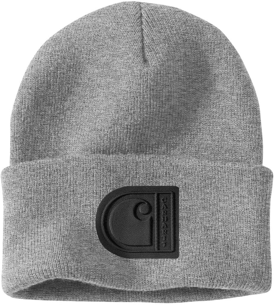 

Carhartt мужская вязаная шапка с манжетом и нашивкой C, Heather Gray