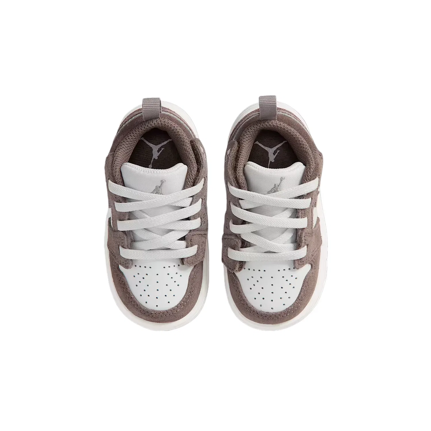 Кроссовки Air 1 Leather Low top для малышей Jordan, Olive Gray/Peak White/Light Ivory White/Mystery Stone Color — фото 4