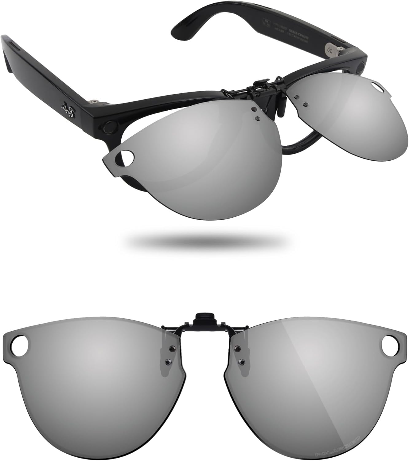 

Поляризованные солнцезащитные очки-клипсы с откидной застежкой и антибликовым покрытием для моделей Ray-Ban Meta Skyler RW4010 и Gen 2 RW4014 52 мм Fiskr, Metallic Silver