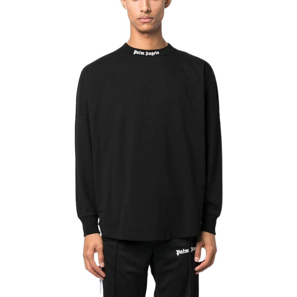 Толстовка fw22 logo mock neck longsleeve t-shirt 'black white' Palm Angels, черный — фото 3