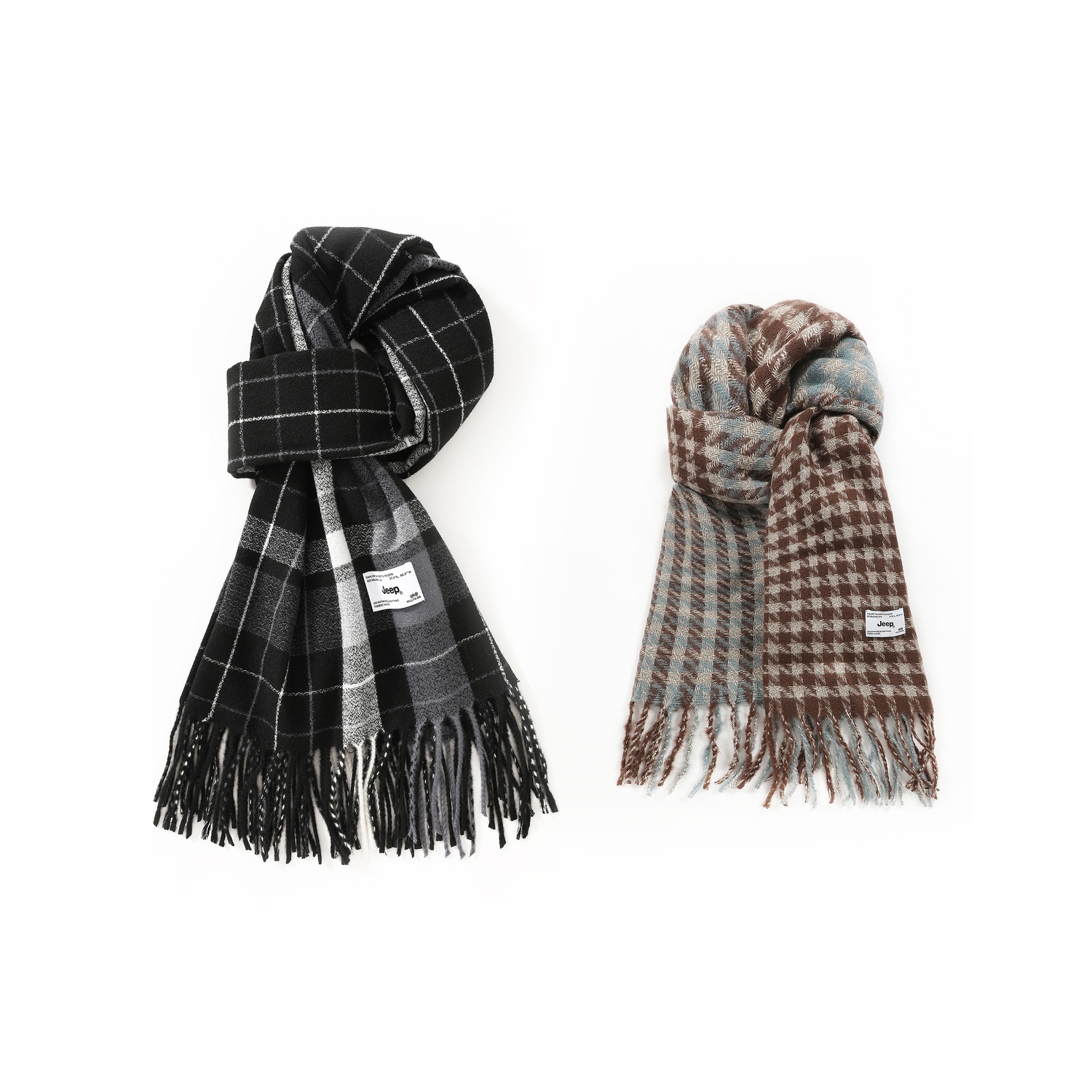 

Вязаный шарф из искусственного кашемира, унисекс Jeep, cs003 черный+cs015 коричневый