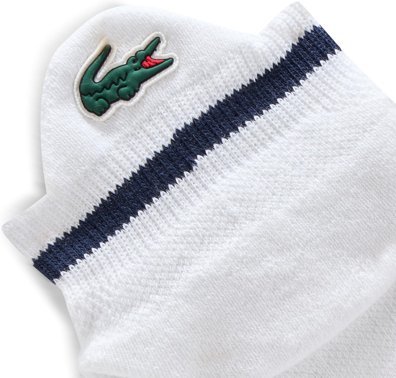 Мужские дышащие хлопковые спортивные носки Lacoste, White/Navy Blue — фото 4