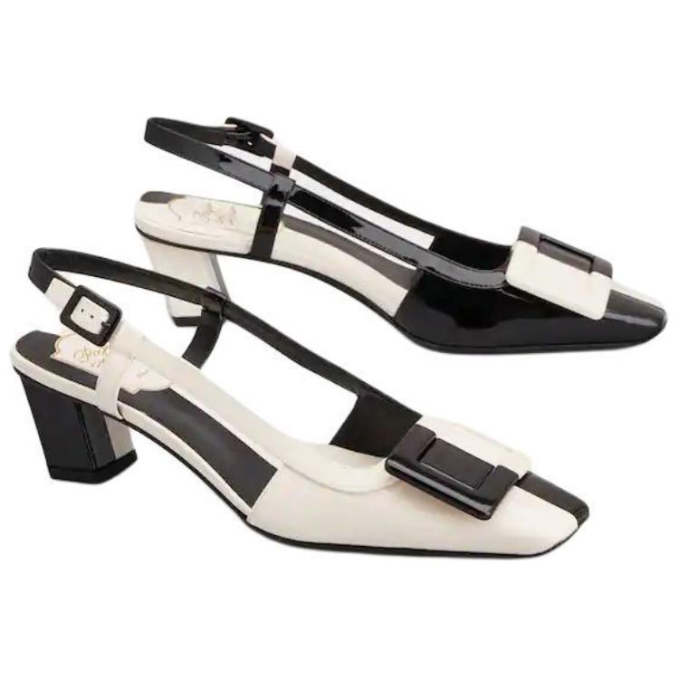 Бель Вивье Туфли на каблуке 4,5 см Женские Белый Черный Roger Vivier — фото 4
